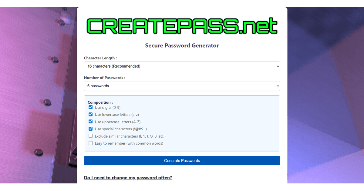 Create a secure password online